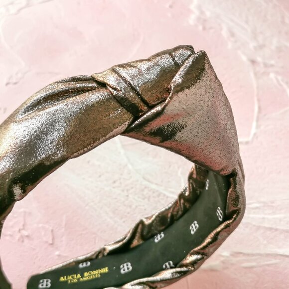 Alicia Bonnie The Precious Metals Bronze Metallic Faux Leather Knotted Headband - Picture 2 of 3